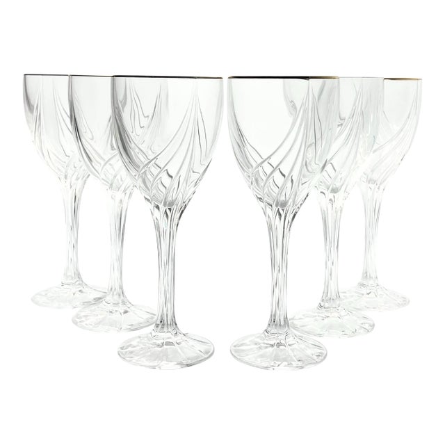 Lenox “Debut (Gold)” Crystal Wine Glasses - Set of 6 For Sale