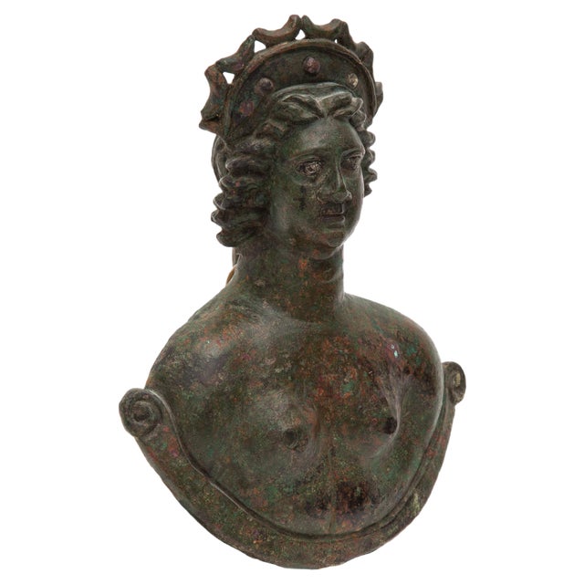 Large Antique German Antiquity of Roman Bust-Weight of Venus with Silver Inlaid Eyes For Sale