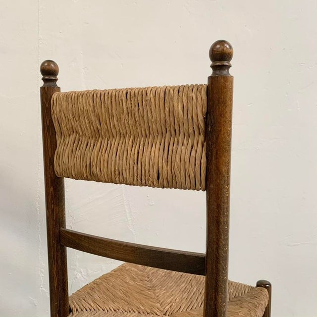 Wood Mid-Century Oak and Straw Chairs by Charlotte Perriand, France, 1960s, Set of 6 For Sale - Image 7 of 17