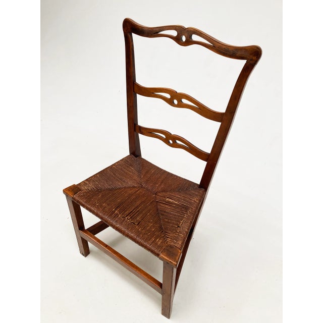 1700's Chippendale Style Country Ladder Ribbon-Back Maple Dining Side Chairs, Pair For Sale In Louisville - Image 6 of 12