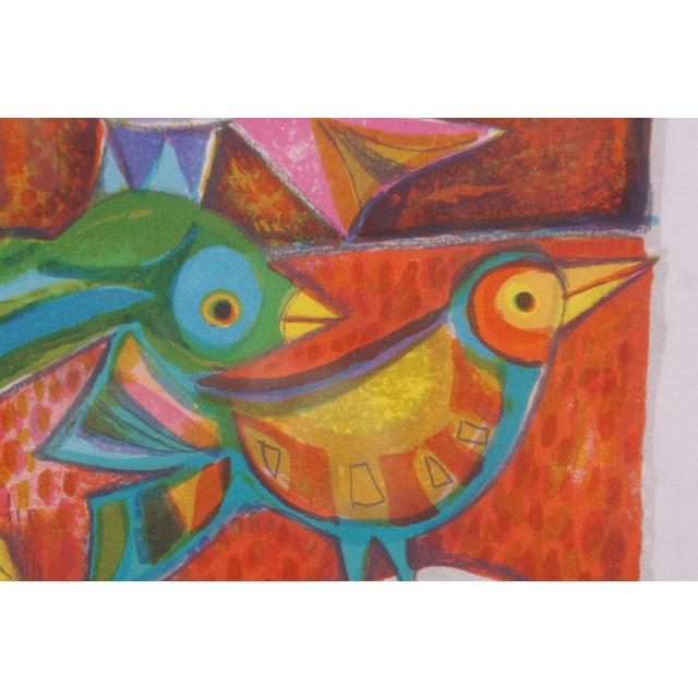 1970s Judith Bledsoe Signed Charm of Finches Stacked Birds Lithograph Print 29" For Sale - Image 12 of 12