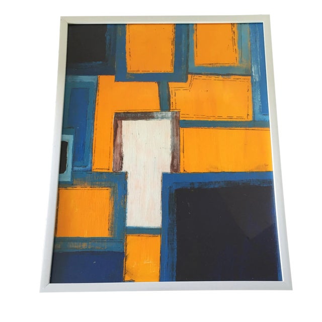 Acrylic on Paper Framed Abstract For Sale