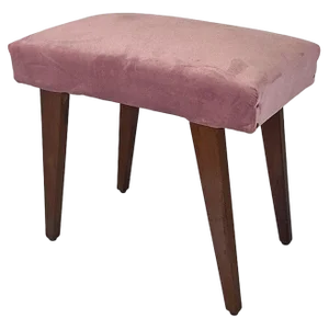 Italian Modern Footstool in Wood and Pink Velvet, 1960