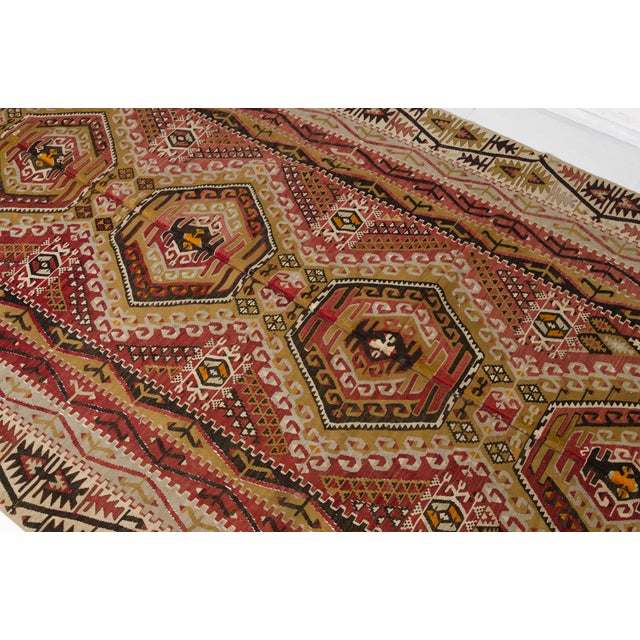 1950s Mid 20th Century Large Red & Rose Flatweave Kilim Rug For Sale - Image 5 of 10