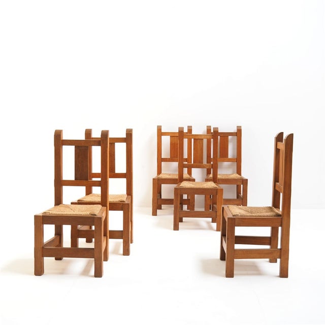 Handmade Oak Chairs, 1970s, Set of 8 For Sale - Image 12 of 16