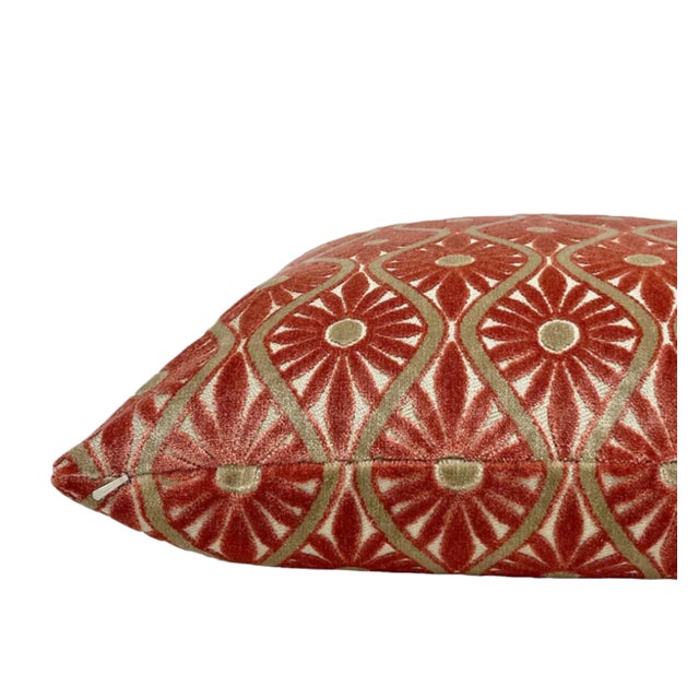 Spiced Coral 22x22 Velvet Throw Pillow With Feather Down Insert For Sale - Image 4 of 6