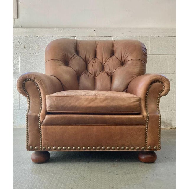 1960s Vintage Leather Hickory Writers Chair | Soft Brown Leather Desk Chair | Mid Century Office Accent | Rustic Study Seating For Sale - Image 5 of 11