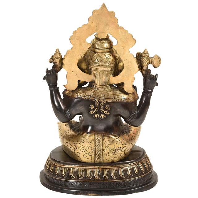 Mid 20th Century 18" Black & Gold Ganesha Brass Statue For Sale - Image 9 of 9