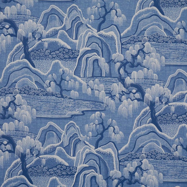 Early 21st Century Boråstapeter Indigo Garden Fabric In Blue And White For Sale - Image 5 of 5