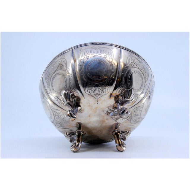 Metal Silver Candy Box with Engravings, Pearled Rim and Feet with Palmettes For Sale - Image 7 of 10