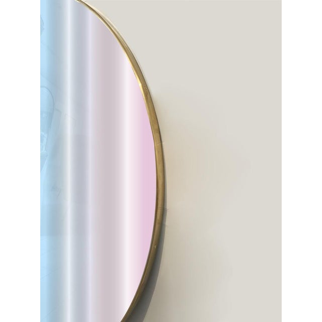 Round Mirror with Brass Profile, 1970s For Sale - Image 9 of 9