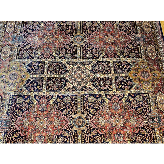 Textile Vintage Kerman Style Room Size Rug, Handwoven Geometric Pattern, Navy & Burgundy, 8’ X 10’ For Sale - Image 7 of 12