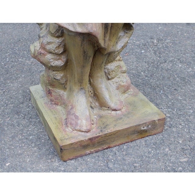 Vintage Cast Iron Garden Statue of a Lady For Sale - Image 4 of 12