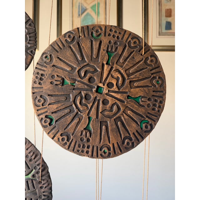 1980s Large - Mid-Century Modern Signed Pottery Hanging Wind Chime For Sale - Image 5 of 12