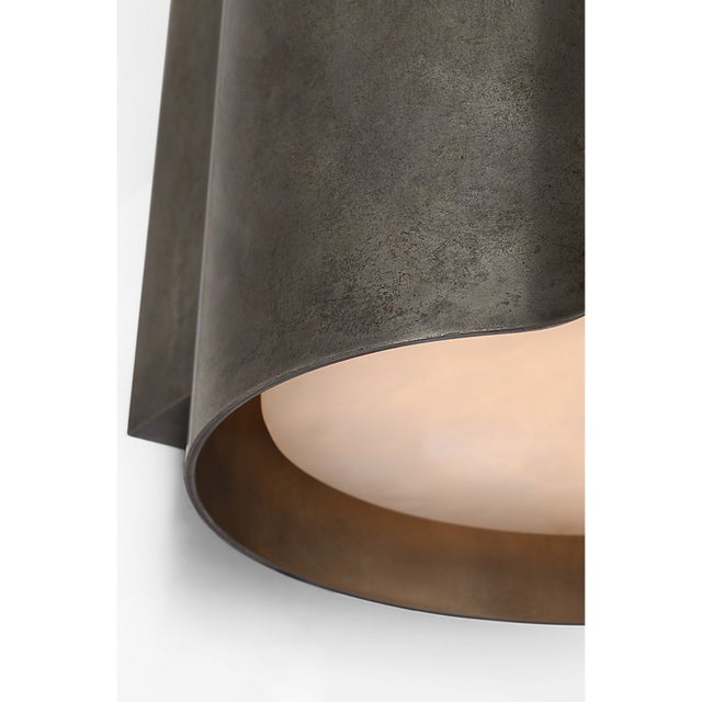 Metal Anne-Marie Barton for Visual Comfort Signature Armise 14" Sconce in Mottled Pewter with Alabaster For Sale - Image 7 of 11