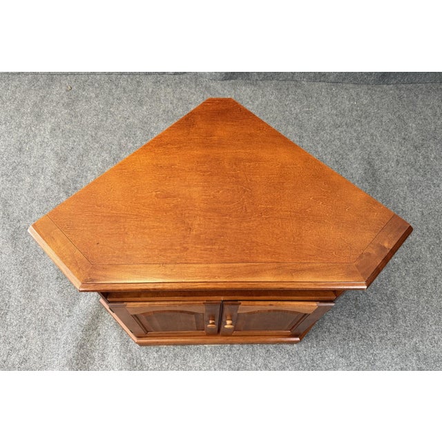 American Late 20th Century Cherry Corner Television Stand For Sale - Image 3 of 9