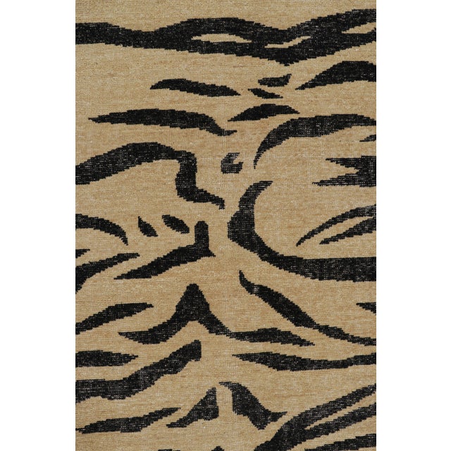 Modern Rug & Kilim’s Distressed Tiger Skin Rug in Gold, Black and Gray Tones For Sale - Image 3 of 8