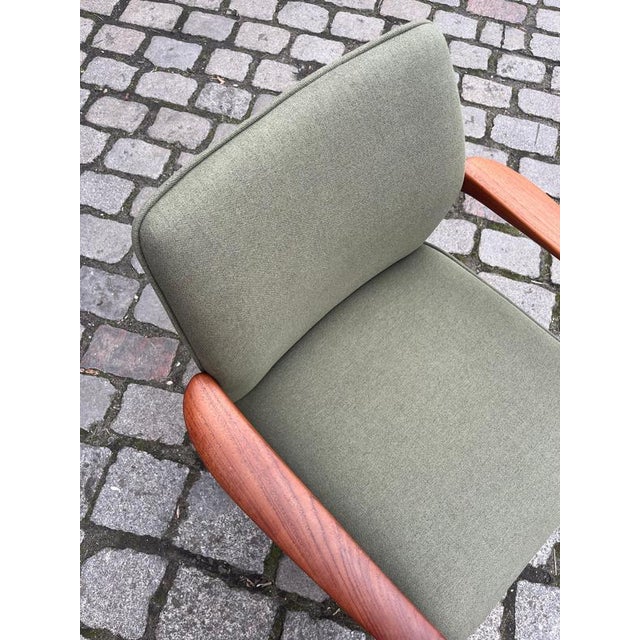 Armchair in Green Upholstery and Teak by Grete Jalk for Glostrup Møbelfabrik For Sale - Image 10 of 11