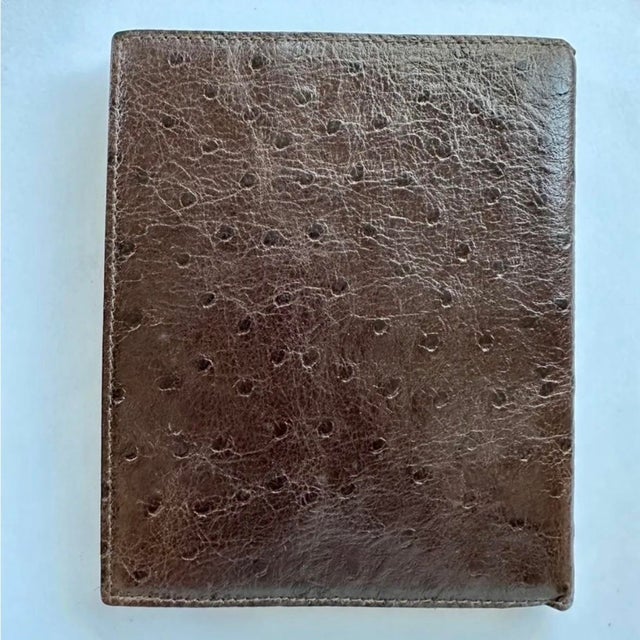 Italian Vintage 90s Fendi Roma Pensieri Thoughts Journal Diary Notebook Ostrich Leather For Sale - Image 3 of 12