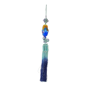 Crystal Glass Fengshui Fortune Purple Orange Pixiu Pendant Decor Tassel