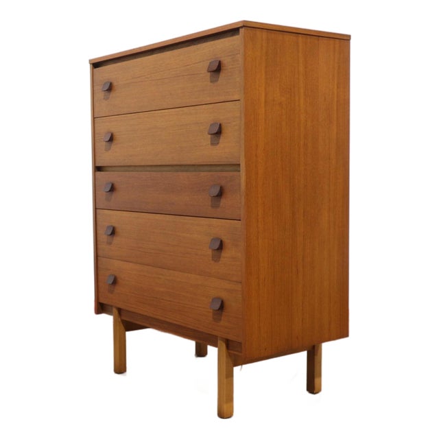 Mid Century Modern Vintage Teak British Dresser Drawers For Sale