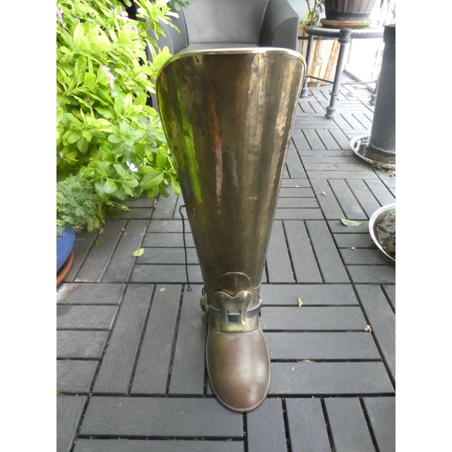 Vintage English Brass Boot Umbrella Stand For Sale - Image 4 of 10