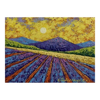 Oil Painting the Sun's Rays Glide Across the Meadows v. Zadorozhnya For Sale