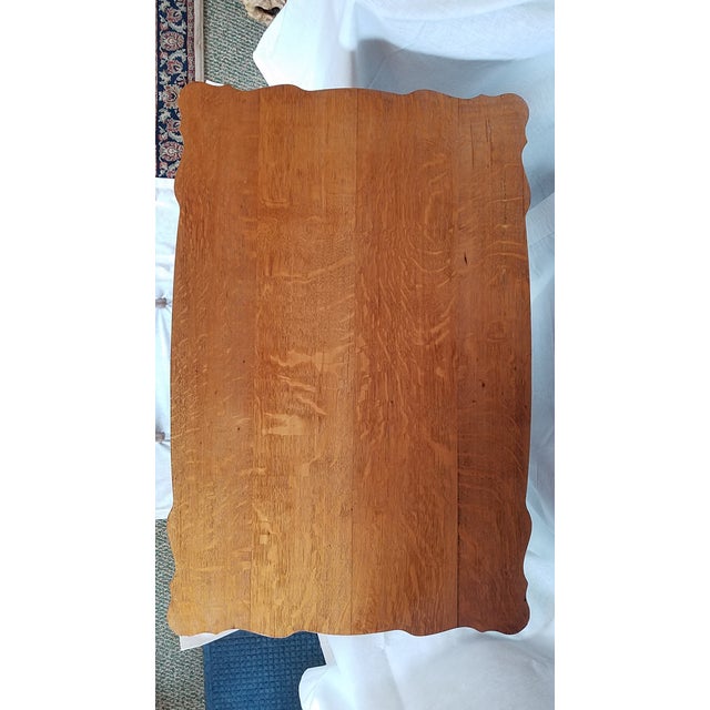 1890s Victorian Style Golden Oak Library Table For Sale - Image 9 of 13