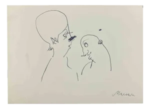 Mino Maccari, Profiles, Drawing in Ink, 1950s