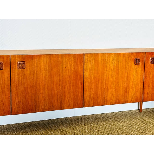 Scandinavian Teak Sideboard with 4 Doors and Tapered Legs, 1960s For Sale - Image 14 of 18