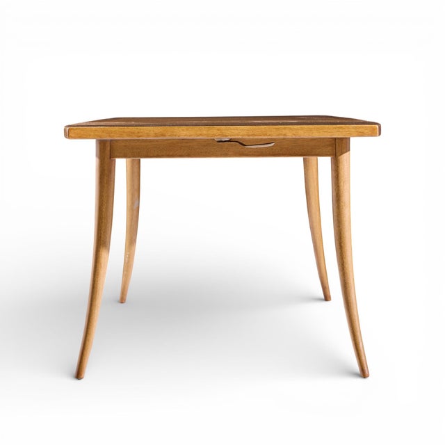 Mid 20th Century Harvey Probber Mid Century Bleached Mahogany Saber Leg Expanding Dining Table With 1 Leaf For Sale - Image 5 of 10