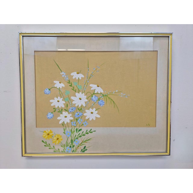1970s Vintage Floral, Original Oil Painting For Sale - Image 4 of 8