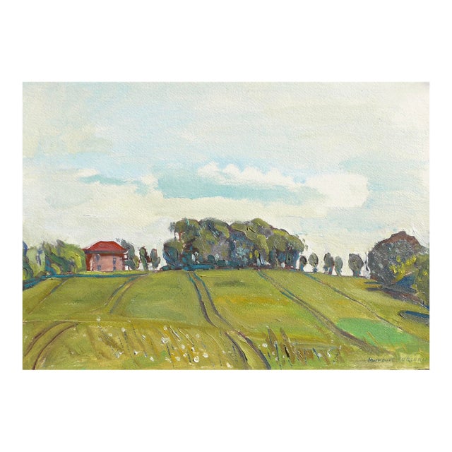 Wheat Field in France, Oil on Paper For Sale