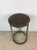 This mid century modern industrial style stool features newer wood top and gray painted metal base.