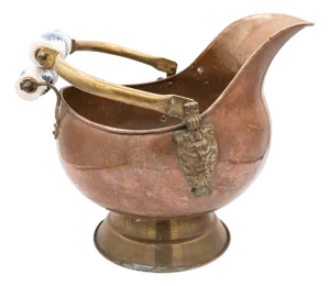 Antique Helmet Coal Scuttle in Copper