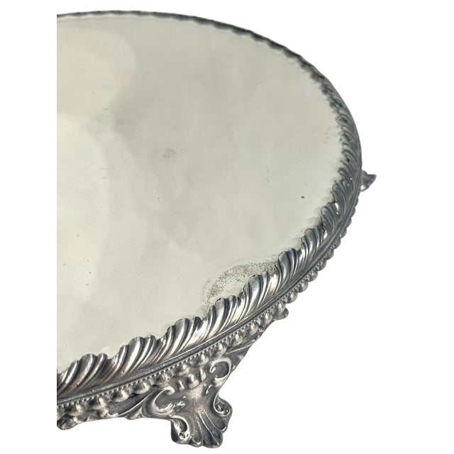 Silver Antique Quadruple Plate Mirrored Plateau Vanity Tray For Sale - Image 8 of 16