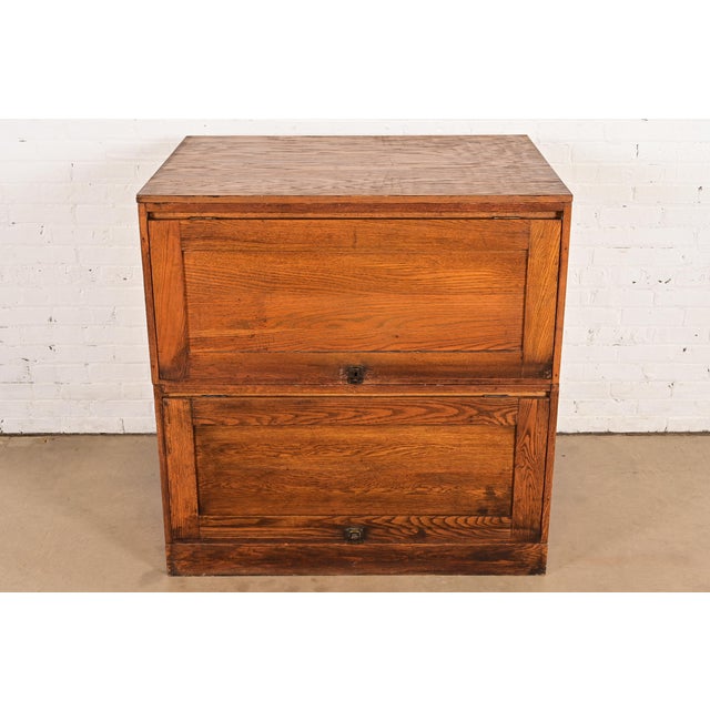 A rare and exceptional antique Arts & Crafts 14-drawer architect's blueprint flat file cabinet or map file In the manner...