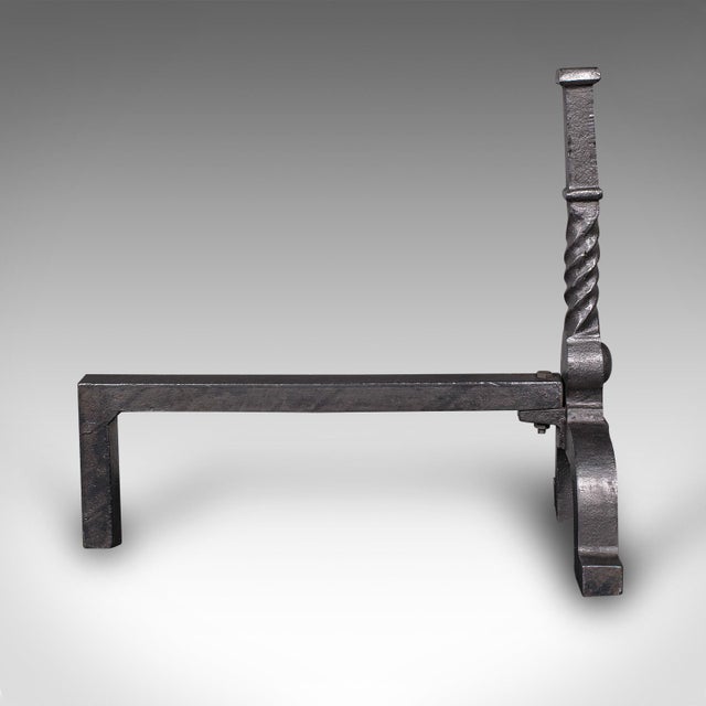 Black Antique Fireplace Set, English Cast Iron, Fire Basket, Andirons, Edwardian, 1910 For Sale - Image 8 of 10