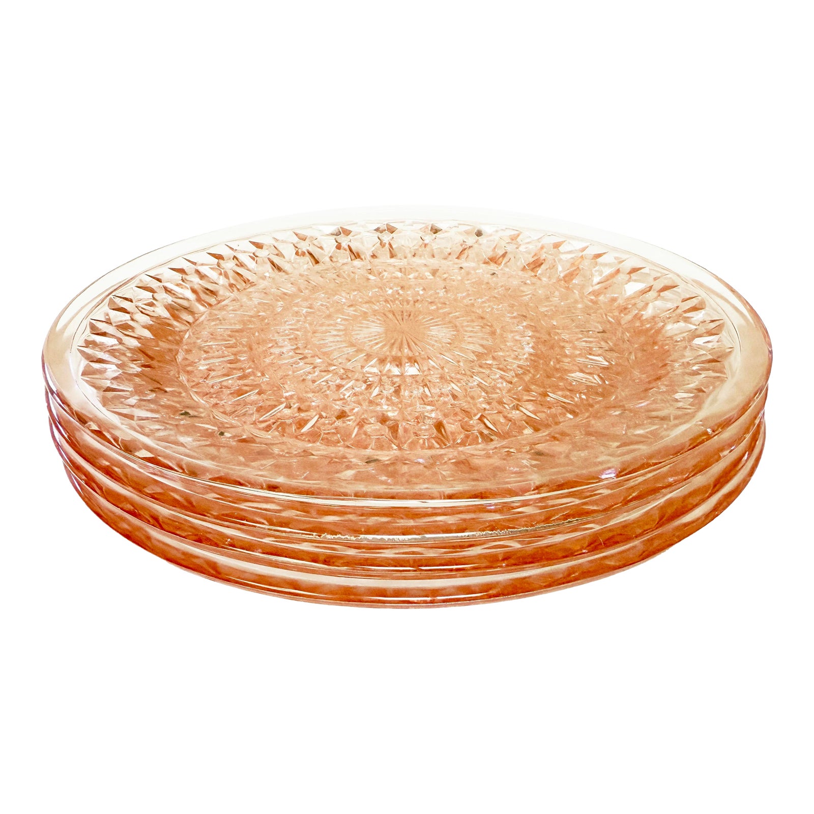 1940s Jeannette Glass “Holiday” (Buttons and Bows) Pink Dinner Plates ...