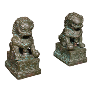 Pair of Vintage Dog of Fo Bookends, Oriental, Bronze, Book Rest, Art Deco, 1930