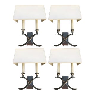 Visual Comfort Cross Bouillotte Small Sconces in Pewter For Sale