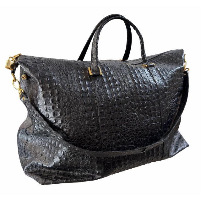 Italian Huge Italian Alligator Handbag Duffle Bag For Sale - Image 3 of 5