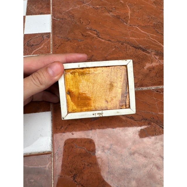 Gold 1970s Petite Wooden Painted Box With Mother of Pearl Accents For Sale - Image 8 of 8