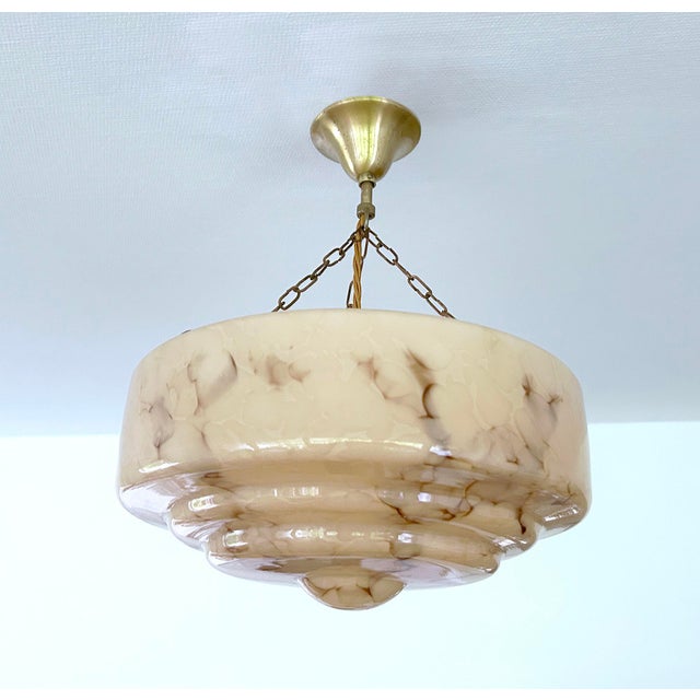 Art Deco Pendant Light in Pink Marble Glass, 1930s For Sale - Image 17 of 17