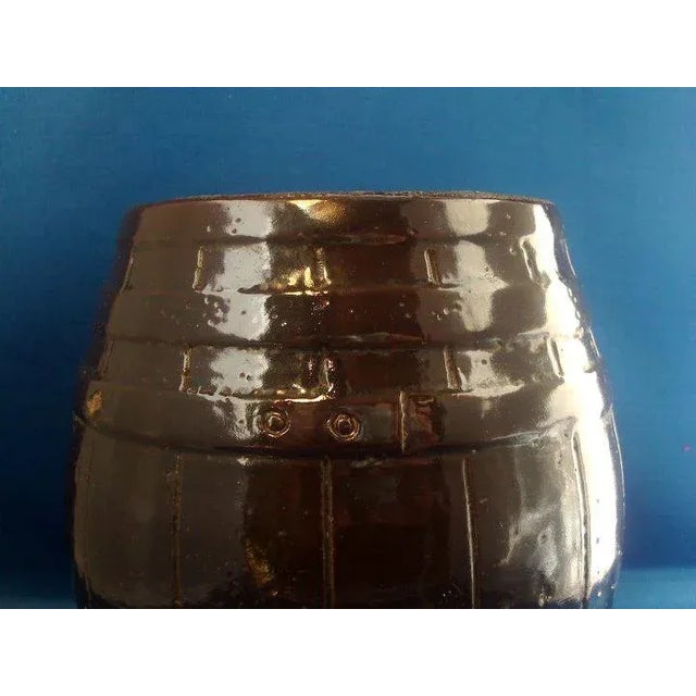 Brown 19th Century Brown Glazed Stoneware Barrel Form Cask Whiskey Jug For Sale - Image 8 of 9
