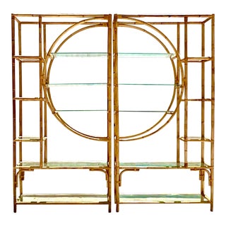 Vintage Coastal Bamboo Circle Etagere - a Pair For Sale