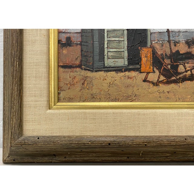John Lentine "Le Capanne #19" Original Oil Painting C.1960 Original oil on canvas Dimensions 20" wide x 9" high The frame...