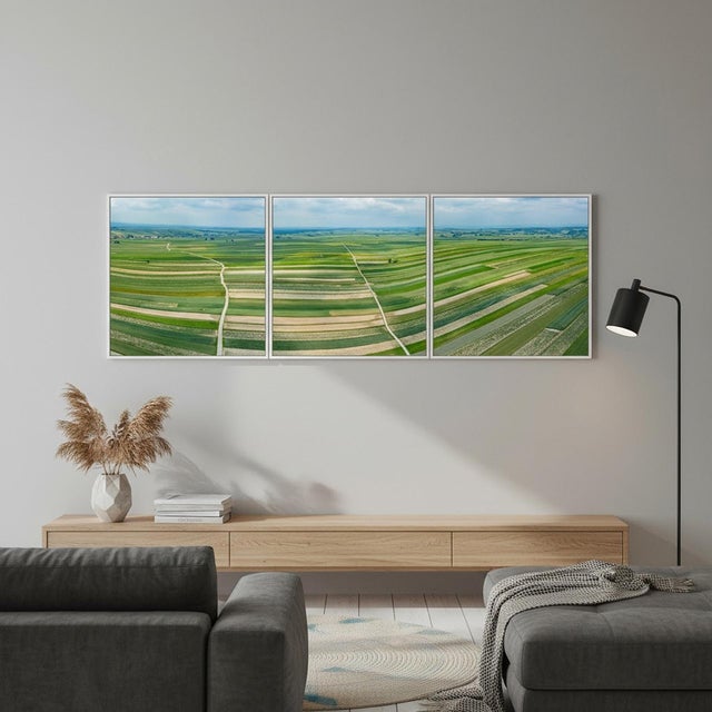 Edition Aerial Views Bernhard Lang Image: "Stripes_of_Suloszowa_001" Triptychon, Consisting of three single images Entire...