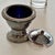 English Circa 1950s English Silver Plate Salt Cellar With Lid With Colbalt Blue Insert For Sale - Image 3 of 11