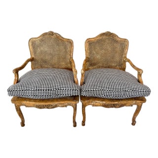 Stunning French Louis XV / Provencial Style Caned Armchairs - A Pair For Sale